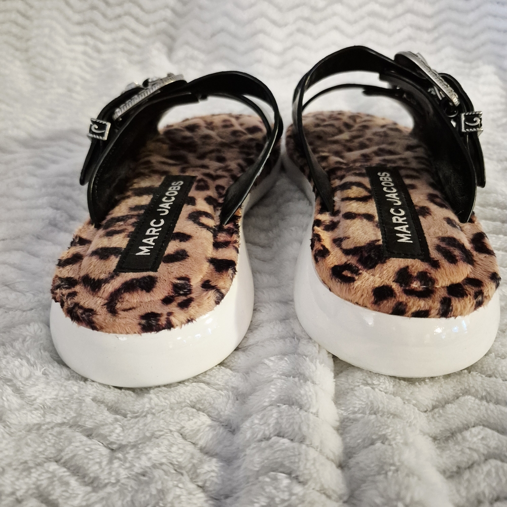 Marc Jacobs Edgy Leopard Print Sandals with Rhinestone Straps - Picture 6 of 10